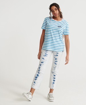 Superdry Dakota Stripe Graphic Női Pólók Világos Türkiz/Csíkok | YNZQG4016